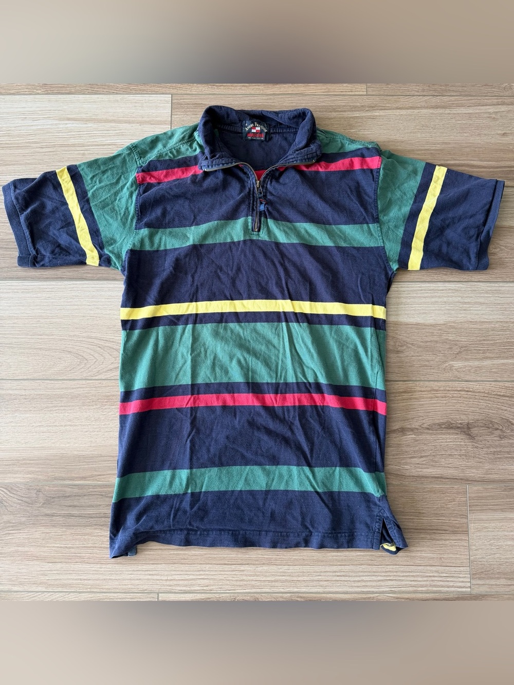 Vintage 90’s Quarter Zip Striped Polo Shirt